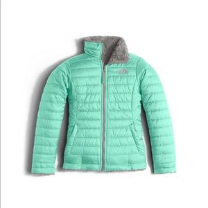 Green North Face girls’ reversible jacket. M/10-12